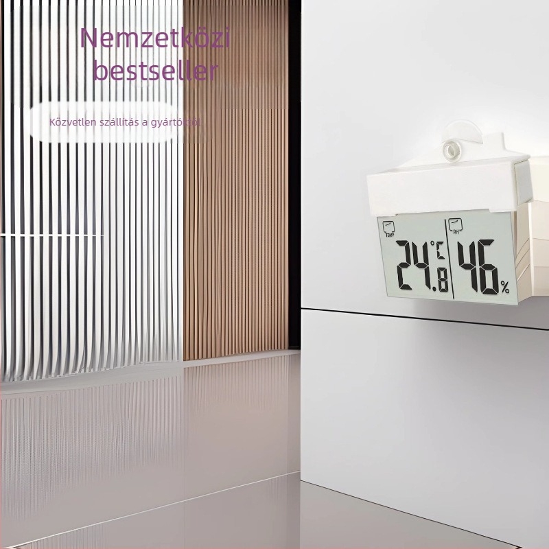 Ablak hőmérő és higrométer szívókorongos, önragasztó, beltéri és kültéri használatra, 1 °C hőmérséklet felbontás