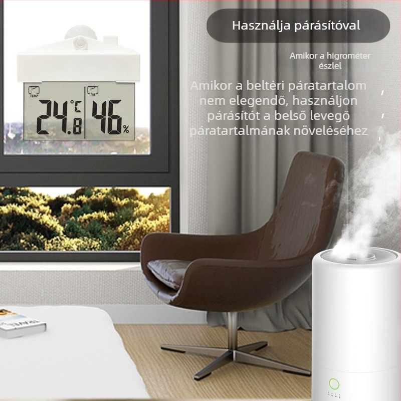 Ablak hőmérő és higrométer szívókorongos, önragasztó, beltéri és kültéri használatra, 1 °C hőmérséklet felbontás