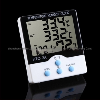 Nagy képernyős elektronikus óra-thermometer, digitális hőmérséklet- és páratartalom kijelzővel, bel- és kültéri használatra