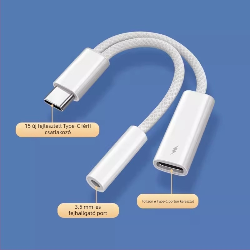 Fejhallgató adapter, modell 15, kompatibilis az Apple 15 sorozattal