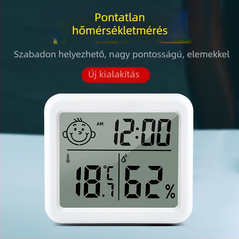 CX-0813 Hőmérséklet- és páratartomér memóriafunkcióval, nagy LCD kijelző, CR2032-es elemmel működik, otthonra, irodába vagy műhelybe