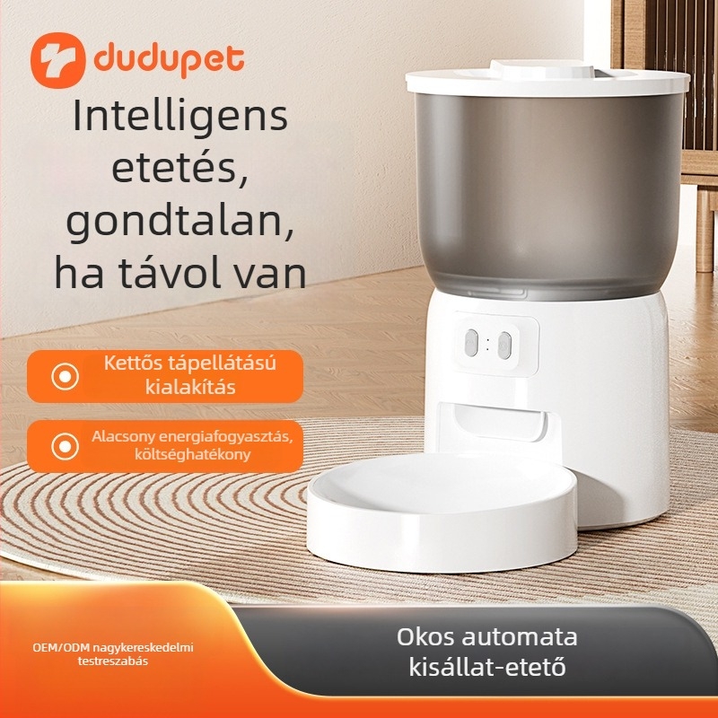 DuduPet intelligens etető macskáknak és kutyáknak, időzített adagolás, automatikus etetés, 3L kapacitás, ABS műanyag
