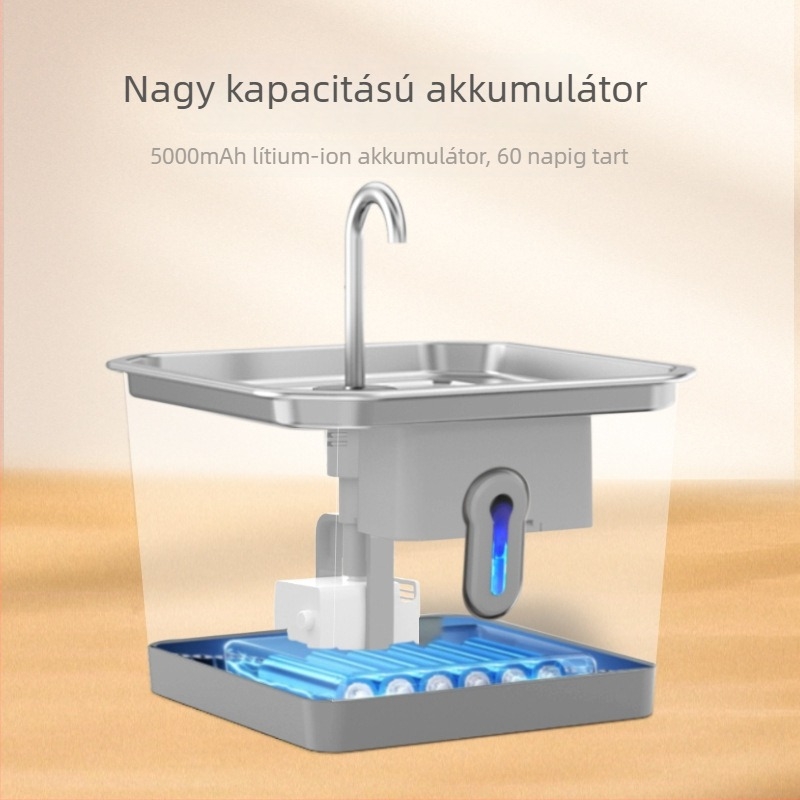 Okos háziállatvíz adagoló — 304 rozsdamentes acél, 4 L kapacitás, alkalmazáson keresztüli vezérlés, vezeték nélküli radarérzékelő, levehető, kutyáknak és macskáknak