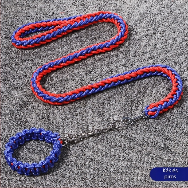 Nyolcszálú fonott nylon póráz, színes, nagytestű kutyák számára