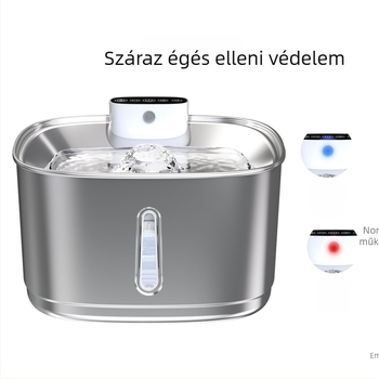 Rozsdamentes acélból készült macska víz adagoló, vezeték nélküli intelligens automatikus keringető vízforrás, közepes és nagy testű háziállatok számára