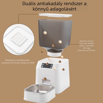 Állat etető automata időzítővel és adagolóval – modell sj027, APP-vezérlés, leválasztható, alkalmas kutyáknak és macskáknak, tömeg 1850 g