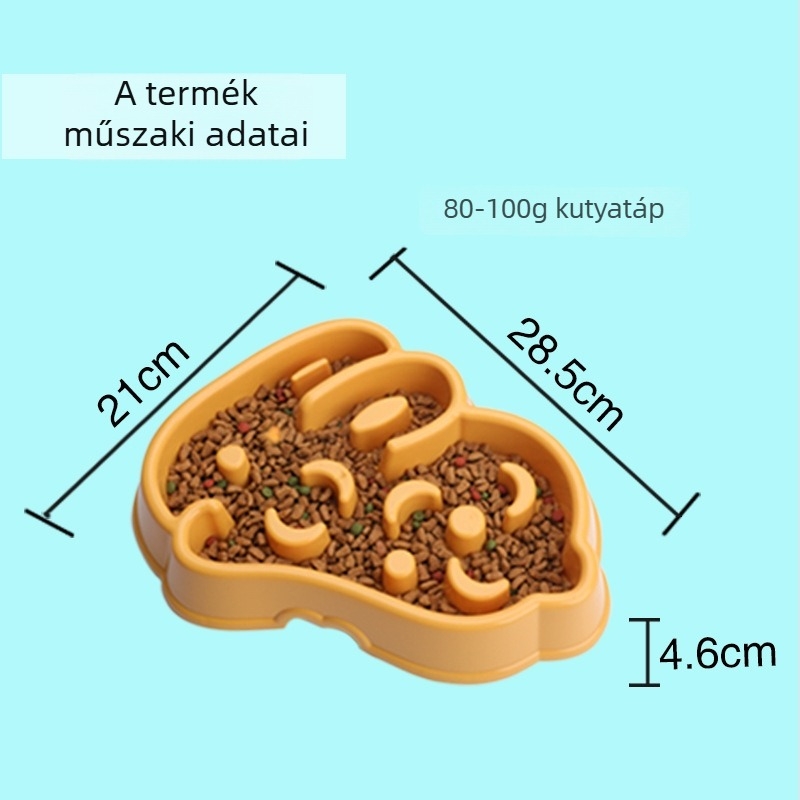 Kutyák és macskák számára készült tál, fulladás elleni és lassú etetésű dizájnnal, rajzolt nyuszis motívummal, műanyagból, márka Cute, 40 darabos készlet