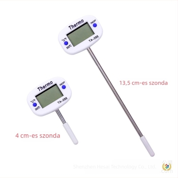 Ételhőmérő, tű alakú szenzor, 0.1°C felbontás, konyhai és grill használatra