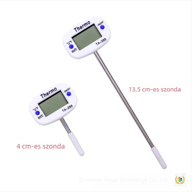 Ételhőmérő, tű alakú szenzor, 0.1°C felbontás, konyhai és grill használatra