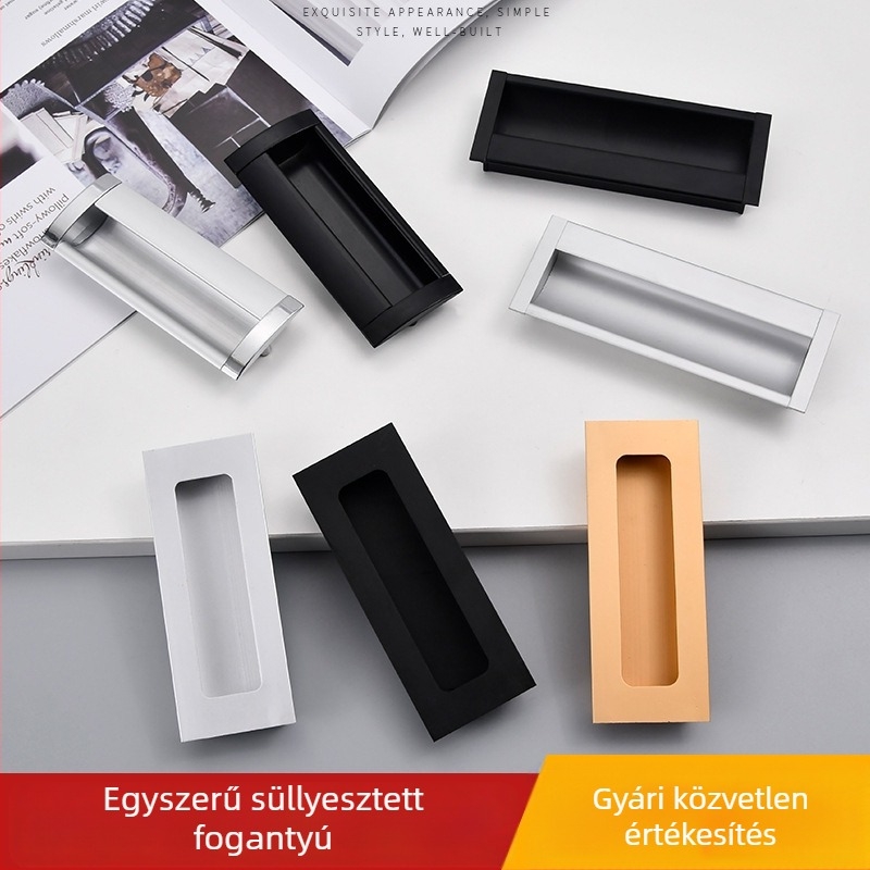 Modern minimalista fiókos szekrény ezüst színű alumíniumötvözet rejtett fogantyúval, beépített hornyával