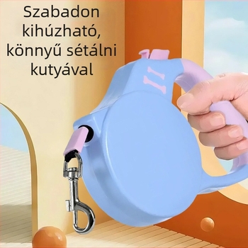 Macska- és kutya póráz, denim anyagú, automatikus behúzással, modell PJY-001