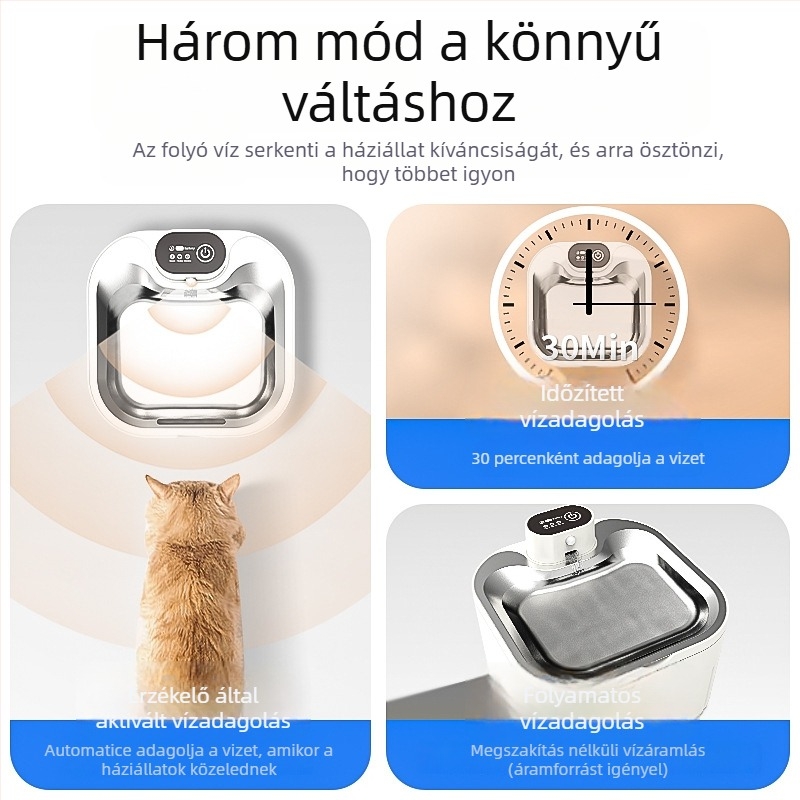 Macska itató automata cirkuláló vízzel, hálózati áramellátás, vezeték nélküli érzékelő, automata itató vezeték nélk deaktiv}