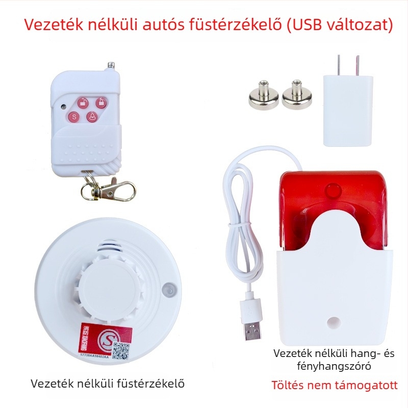 Kamionokra szánt füstjelző RA-103WX, 5V, 360° érzékelés, vezeték nélküli, 50 m hatótávolság