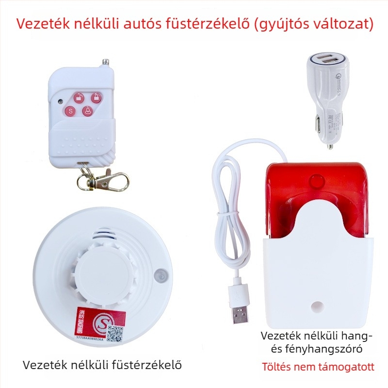 Kamionokra szánt füstjelző RA-103WX, 5V, 360° érzékelés, vezeték nélküli, 50 m hatótávolság