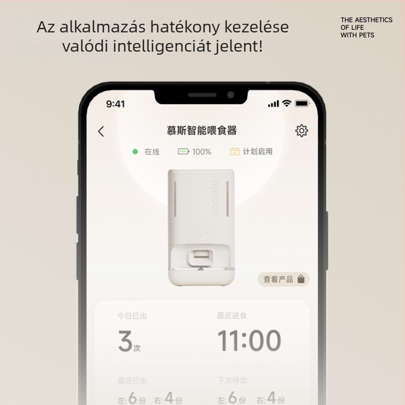 Meoof vezeték nélküli intelligens automata etető macskáknak és kutyáknak, app-vezérléssel