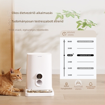 Automatikus etető készülék háziállatok számára, alkalmazásvezérlés, levehető etetőtartó, 2 kg súly, hang- és videó megfigyelés, modell MV24005