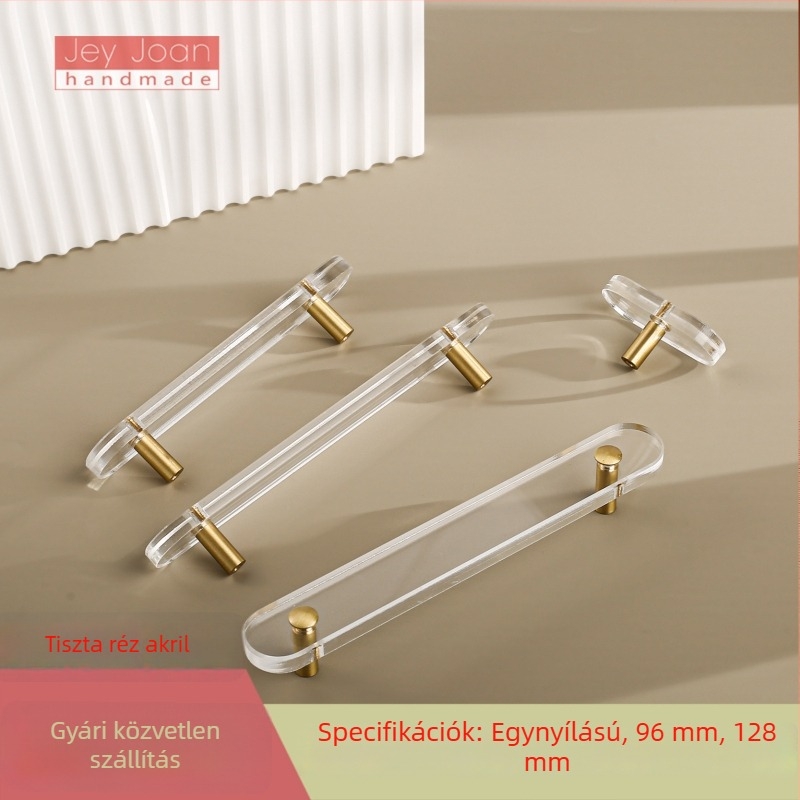 Akril lapos fogantyú szekrényekhez és ajtókhoz, két furattal, modern, minimalist dizájn