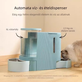 MPETS Macska víz- és etető automata — Integrált víz- és etetőtál macskáknak; Anyag: PP; Teljes automata etetés