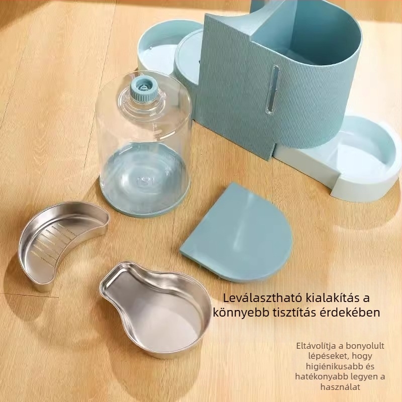 MPETS Macska víz- és etető automata — Integrált víz- és etetőtál macskáknak; Anyag: PP; Teljes automata etetés
