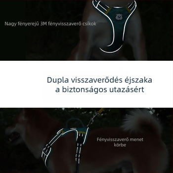Állítható kutyahám mellény-stílusú fényvisszaverő pórázzal minden méretű kutyáknak