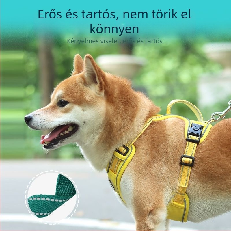 Állítható kutyahám mellény-stílusú fényvisszaverő pórázzal minden méretű kutyáknak
