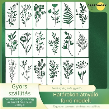 Yehuo Vadvirág rajz sablon — Újrahasználható PET festő sablon, vízálló és mosható (AM-KJ114-18)