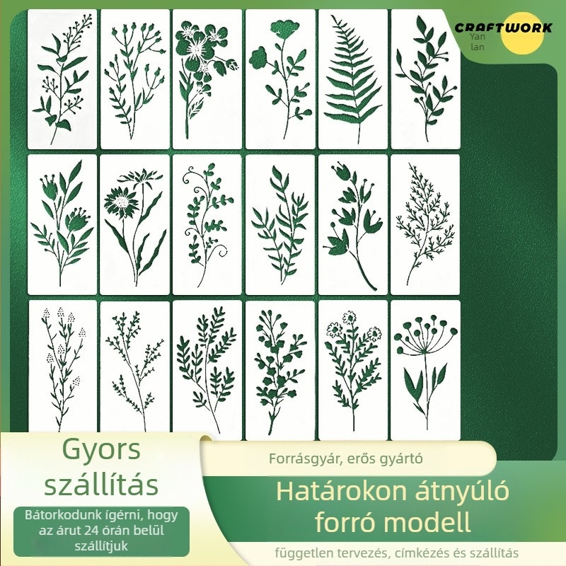 Yehuo Vadvirág rajz sablon — Újrahasználható PET festő sablon, vízálló és mosható (AM-KJ114-18)