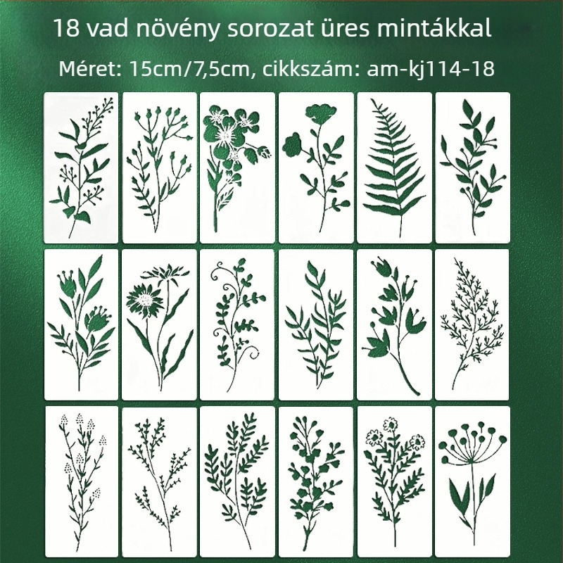 Yehuo Vadvirág rajz sablon — Újrahasználható PET festő sablon, vízálló és mosható (AM-KJ114-18)