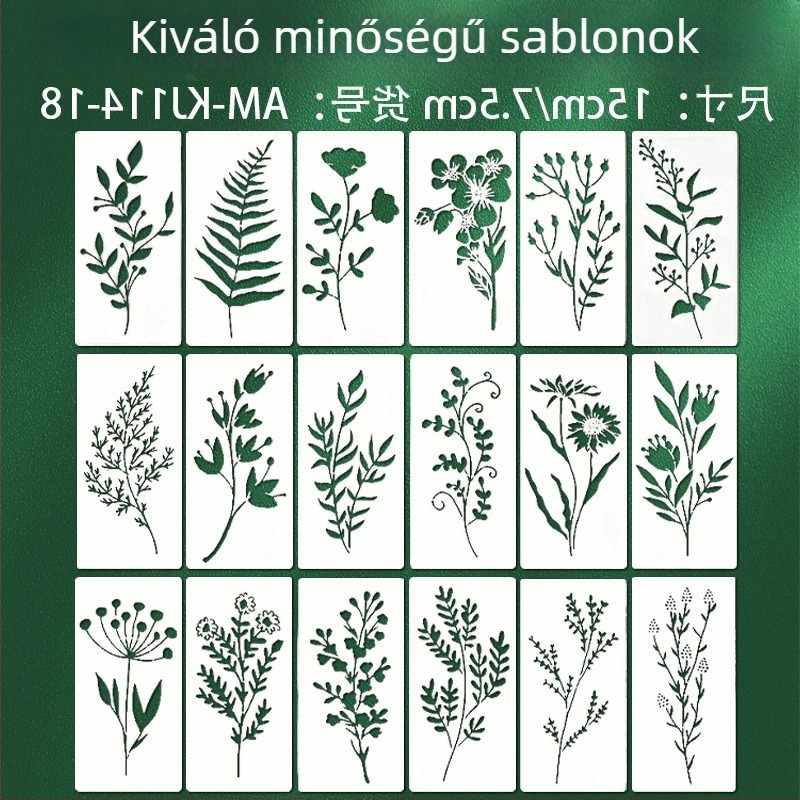 Yehuo Vadvirág rajz sablon — Újrahasználható PET festő sablon, vízálló és mosható (AM-KJ114-18)