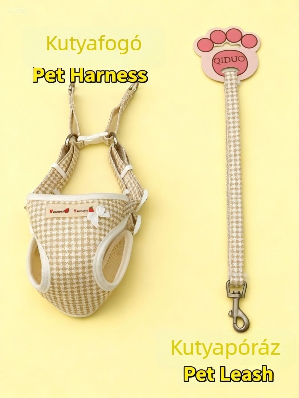 Kutyapóráz és hám, textil anyagból, Yunhong márka, rögzített hosszúságú