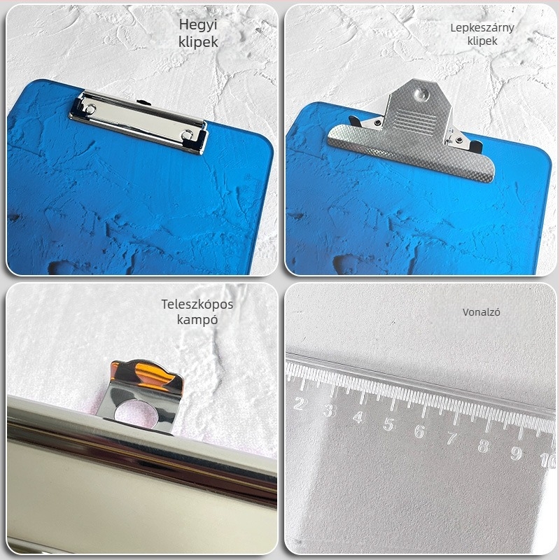 Erős csipesz + tábla csipesz — műanyag íróasztali tábla csipesz, csipesz szélesség 325, lemez vastagsága 0,3 mm.