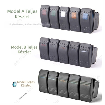 Hajó alakú zárókapcsoló LED kijelzővel, önzáró, SPDT, univerzális 12/24V, modell S3001BL, He Xiang