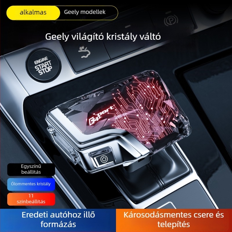 Kristály váltókar-gomb Geely Xingyue L-hez, Boyue L26 modell, Xingrui belső tér módosítás, jacht-stílusú váltókar