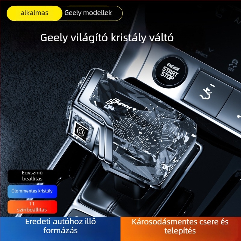 Kristály váltókar-gomb Geely Xingyue L-hez, Boyue L26 modell, Xingrui belső tér módosítás, jacht-stílusú váltókar