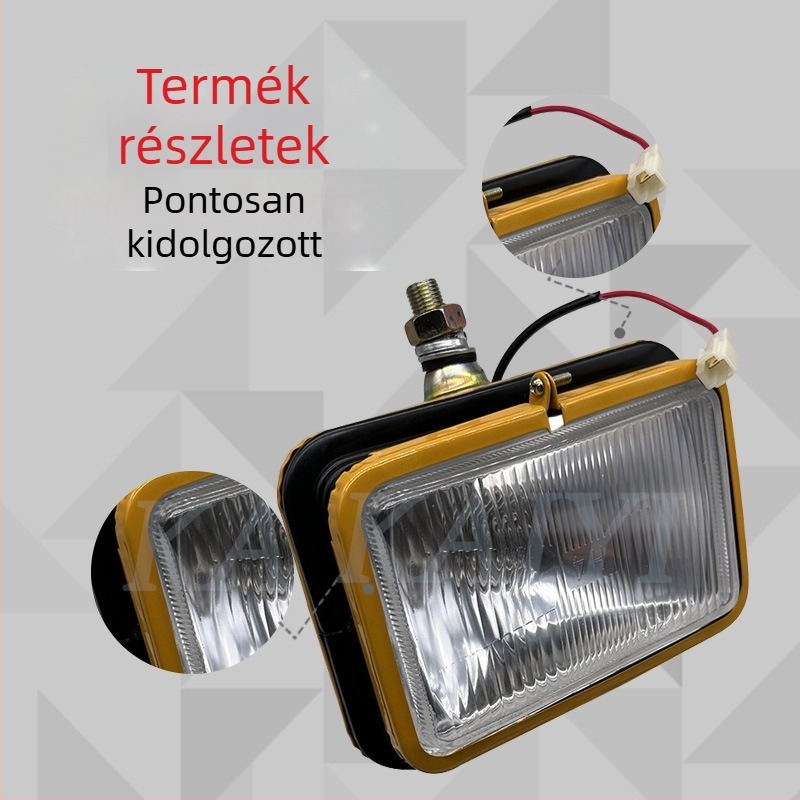 Bányagép fényszóró vasból készült négyzet alakú lámpa, H4, 24V, kabin és kar világítása