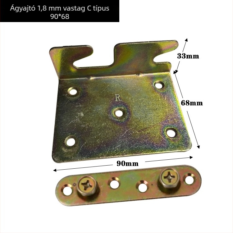 Ágykampó, Q235 acélból, elektroplátolt felülettel, modern minimalista stílusú ágykeret sarok‑tartója