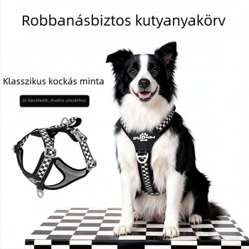 Kutyahám mellény – menekülés elleni, kockás mintázat, poliészter, állítható, Duomao