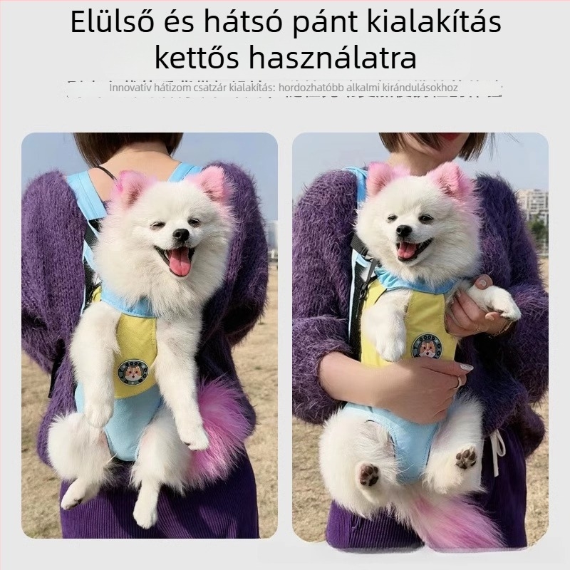 Légáteresztő háziállat-hordozó hátizsák kis- és közepes méretű kutyáknak és macskáknak, elülső hordozó