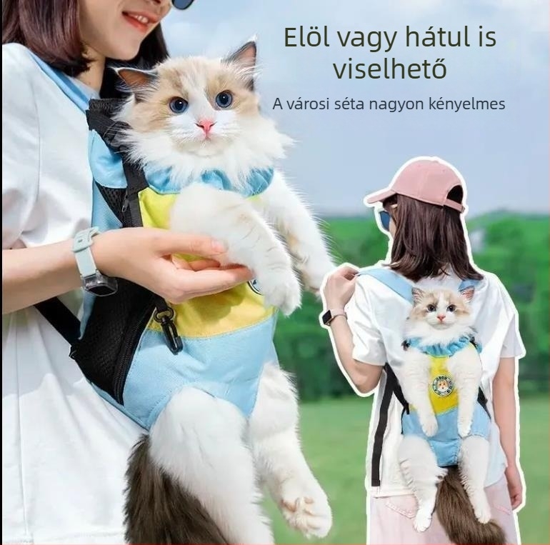 Macskák és kistestű kutyák számára utazó hátizsák, hordozó