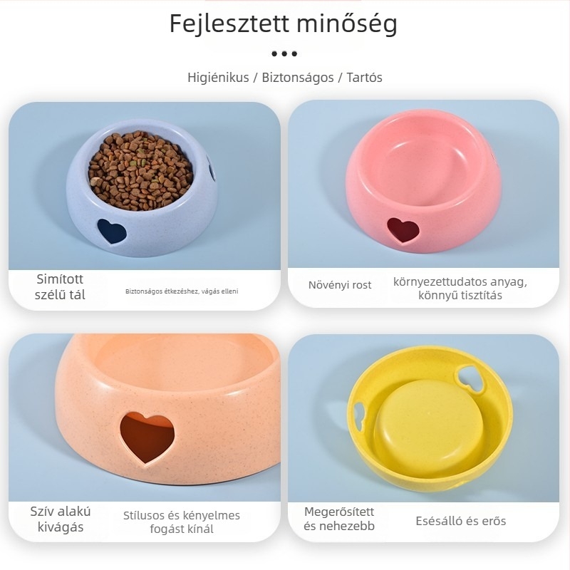 Kutyák és macskák számára anti-kiöntési dizájnú etetőtál — műanyag