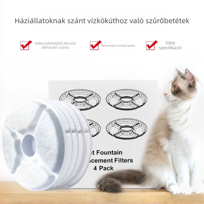 Univerzális kerek szűrőelem háziállatok vízadagolóhoz – gyanta és aktív szén, macska- és kutyáknak