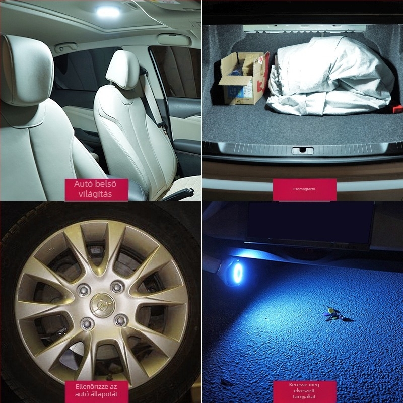 Autó belső LED mennyezeti lámpa, mágneses rögzítés, telepítés nélkül, modell Y-978, 20 LED, 2W, 5V