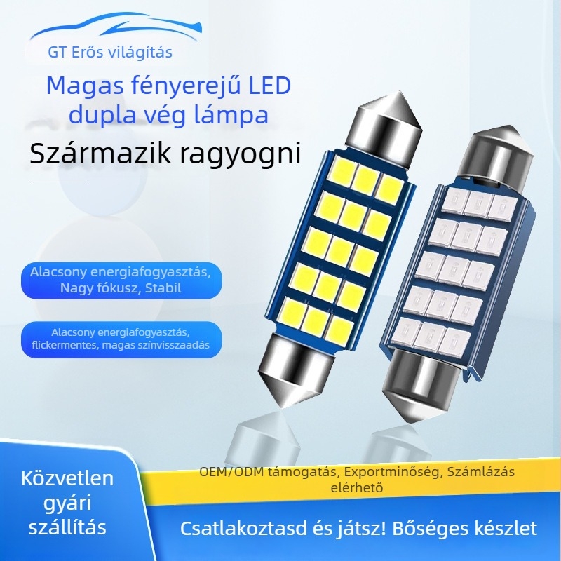 LED autó plafonlámpa 42 mm 2835, kettős hegyű, nagy fényerő, világítás a rendszámhoz, a csomagtartóhoz és a belső térhez