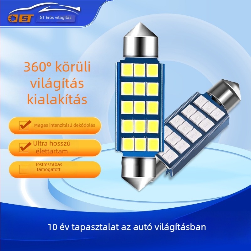 LED autó plafonlámpa 42 mm 2835, kettős hegyű, nagy fényerő, világítás a rendszámhoz, a csomagtartóhoz és a belső térhez