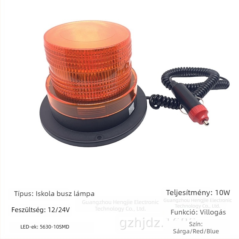 LED járműfigyelmeztető lámpa, 12-24V, tetőre szerelt stroboszkóp, 5630-24SMD, 5W, 1000 lm