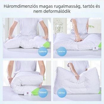 Gyerek párna, téglalap alakú, magasság 1–5 cm, tömeg 0.55–1.0 kg, poliészter rost töltet (100%), anyaga: 100% pamut