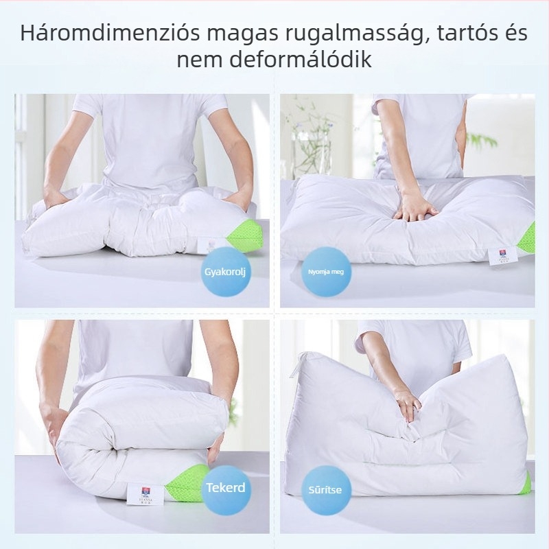 Gyerek párna, téglalap alakú, magasság 1–5 cm, tömeg 0.55–1.0 kg, poliészter rost töltet (100%), anyaga: 100% pamut