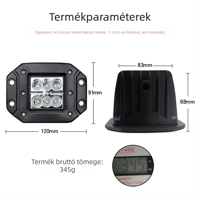 Autótető LED munkalámpa, modell K036W, 36W, 3600 lm, 9-36V, off-road járművekhez