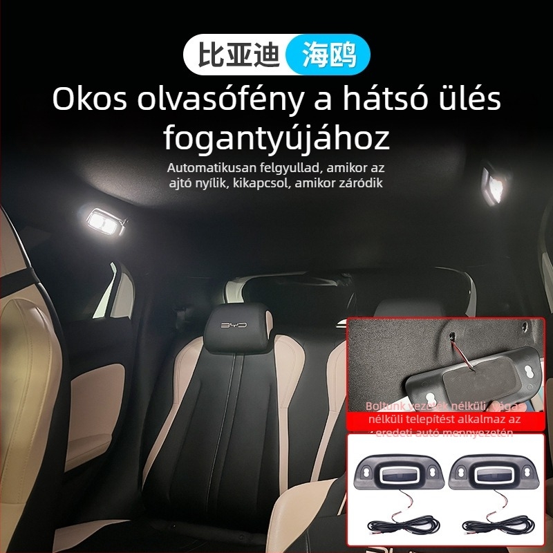 BYD Seagull belső LED mennyezeti világítás – hátsó olvasófény, érintéses oldalsó fogantyú vezérlés, ajtónyitáskor automatikus világítás; 3W LED, Seagull