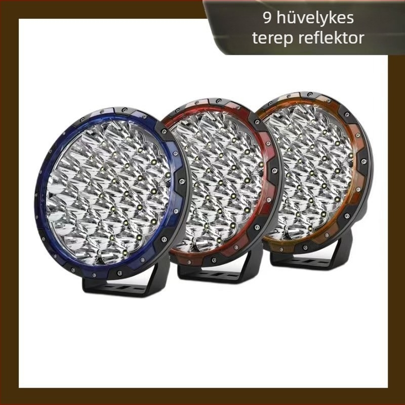9 colos LED autófény, 320W, nagy teljesítményű, ultra‑fényes módosított első lámpa, tető világítás, spotfény